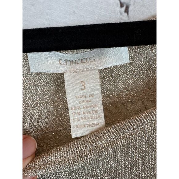 CHICO'S beige gold knit rayon blend sweater pullover size 3 XL - Picture 3 of 6